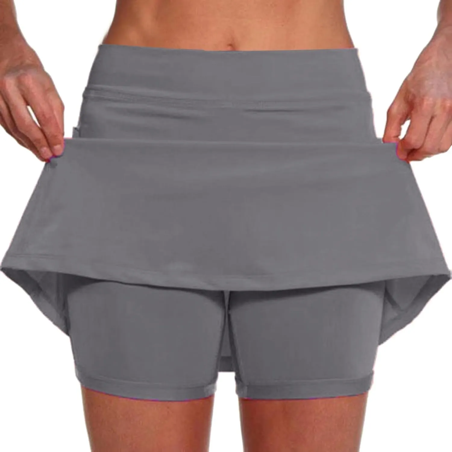 Skorts for Women Tummy Control High Waisted Athletic Workout Tennis Yoga Golf Skirts with Shorts Pockets Biker Shorts