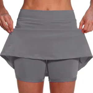 Skorts for Women Tummy Control High Waisted Athletic Workout Tennis Yoga Golf Skirts with Shorts Pockets Biker Shorts