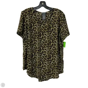 Top Short Sleeve By Chelsea And Theodore In Leopard Print, Size: Xl