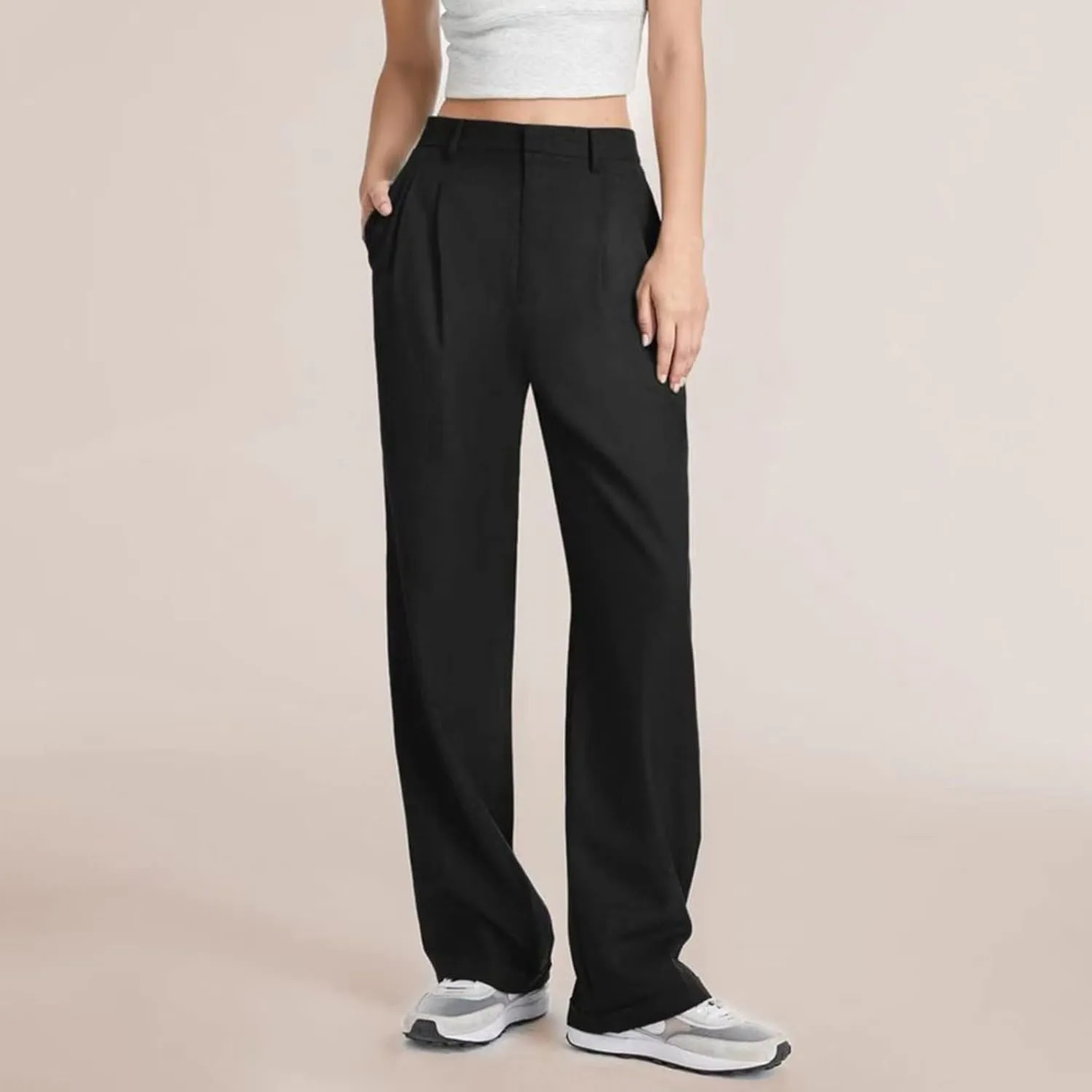 Women Cotton Linen Summer Drawstring Pants Elastic Waist Stretchy Slim Fit Pant Trousers Trendy