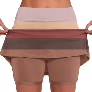 Women's Athletic Skorts Trendy High Waist Color Block Golf Skirt with Built-in Shorts Summer Running Skirts Pants