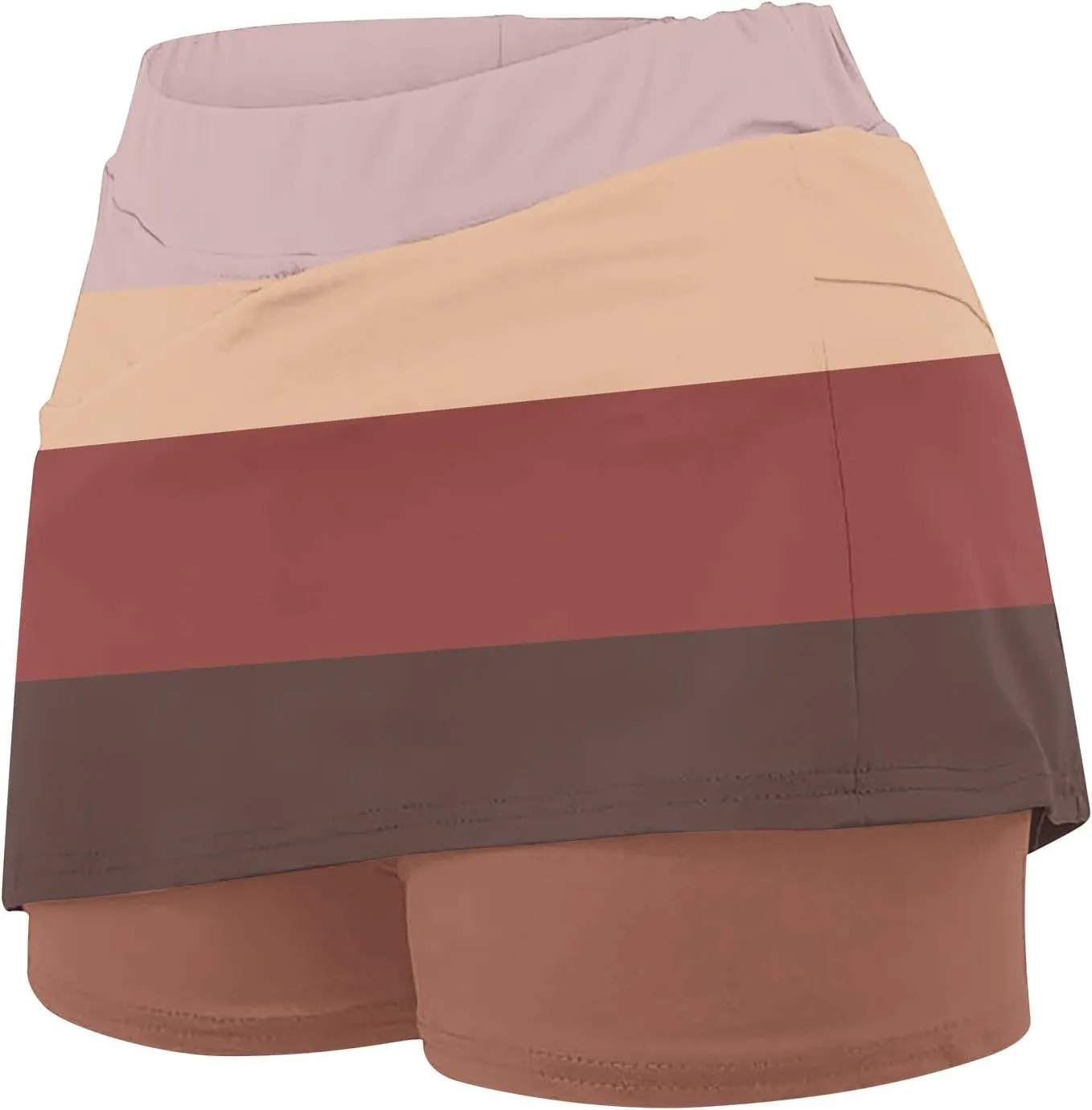 Women's Athletic Skorts Trendy High Waist Color Block Golf Skirt with Built-in Shorts Summer Running Skirts Pants