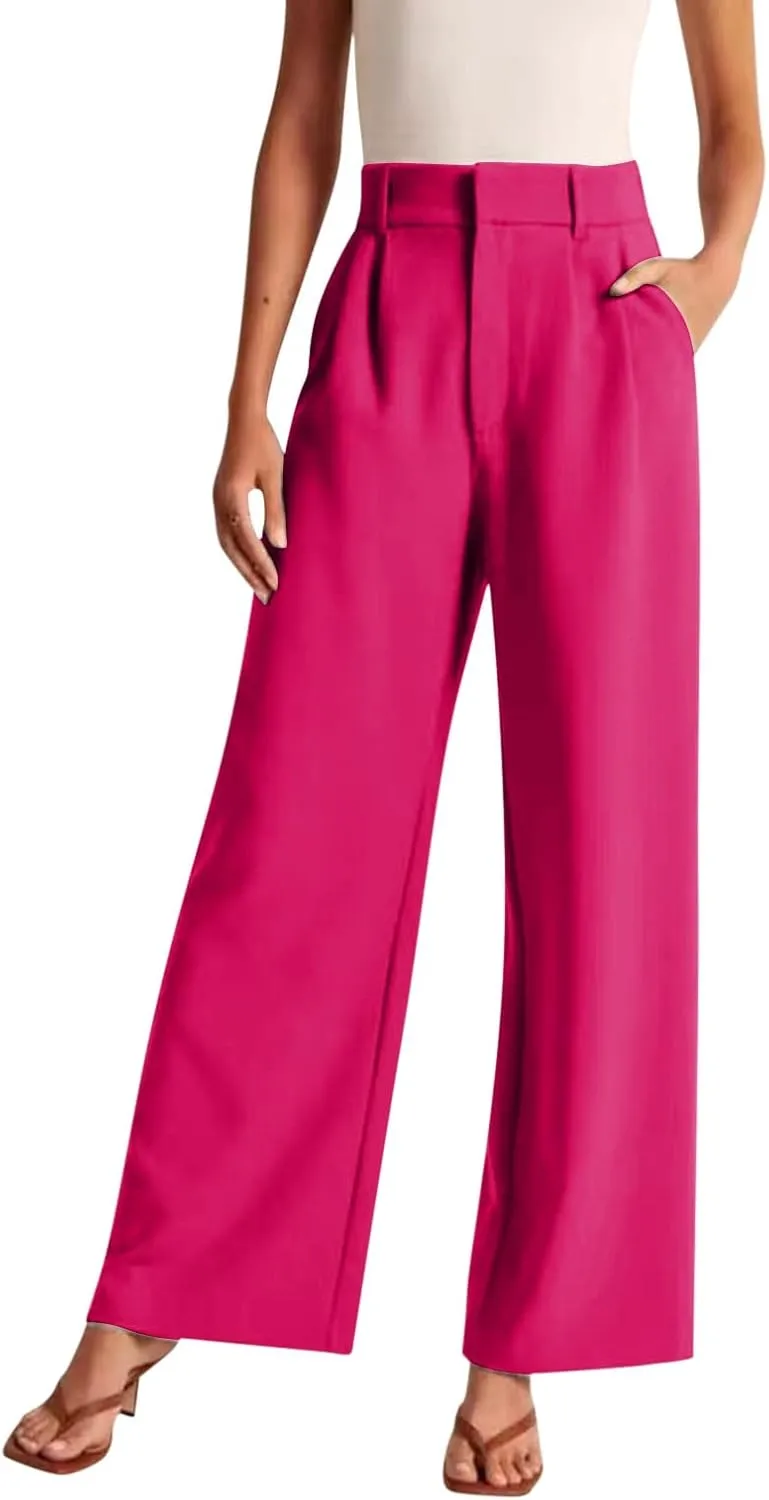 Womens Linen Blend Summer Striped Pants Low Waist Wide Leg Plus Size Pants Trendy