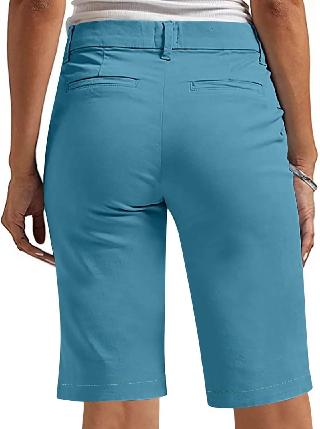 Women's Pull On Bermuda Shorts for Women 2025 Trendy Stretch Twill Short Dressy Casual High Waisted Summer Slacks