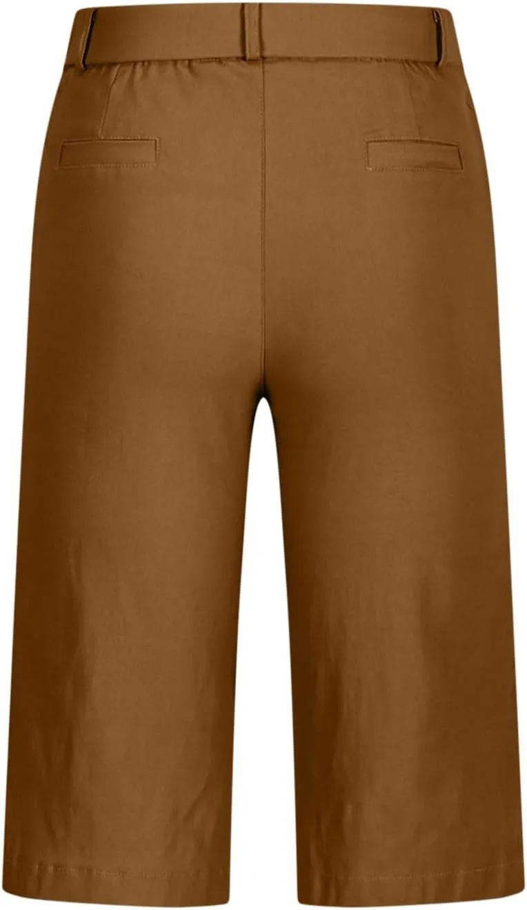 Women's Pull On Bermuda Shorts for Women 2025 Trendy Stretch Twill Short Dressy Casual High Waisted Summer Slacks