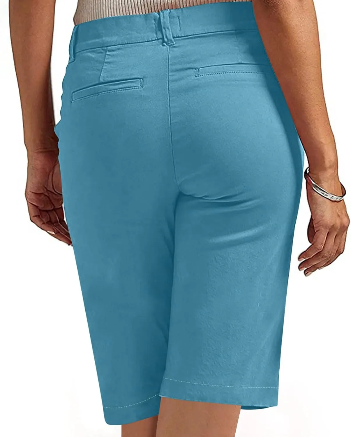 Women's Pull On Bermuda Shorts for Women 2025 Trendy Stretch Twill Short Dressy Casual High Waisted Summer Slacks