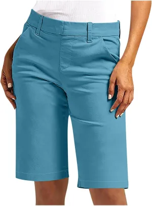 Women's Pull On Bermuda Shorts for Women 2025 Trendy Stretch Twill Short Dressy Casual High Waisted Summer Slacks