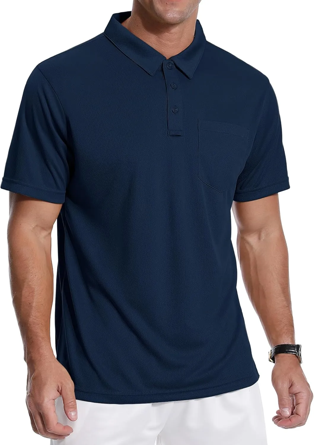 ZITY 3 Pack Polo Shirts for Men with Pocket Short Sleeve Moisture Wicking Outdoor Tactical Shirt Summer Casual